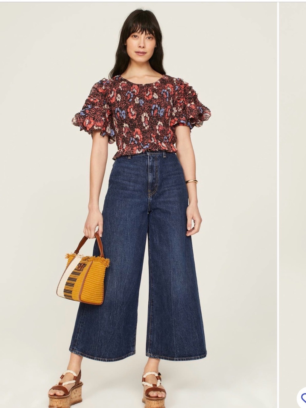 Cleobella Floral Ruffled Crop Top